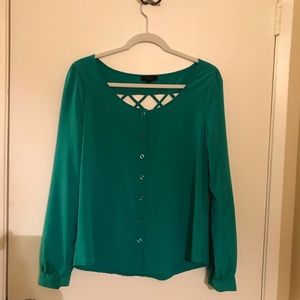 Long sleeve turquoise green blouse